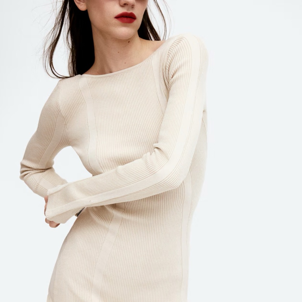 H&M RIBBED KNIT BODYCON DRESS - Picture 2 of 4